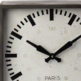 Square Gray Metal Desk Table Clock With Simple White And Black Face