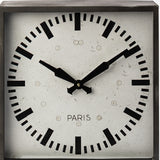 Square Gray Metal Desk Table Clock With Simple White And Black Face