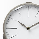 Gray Metal Circular Desk Table Clock Equipped With A Quartz Movement