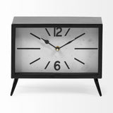 Rectangular Black Metal Desk Table Clock