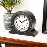 Rustic Brown Metal Porthole Desk Table Clock