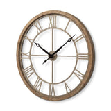 32" Circle Brown Metal Skeleton Wall Clock