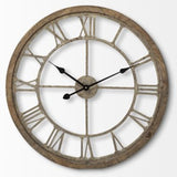 32" Circle Brown Metal Skeleton Wall Clock