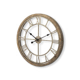 25" Circle Brown Metal Skeleton Wall Clock