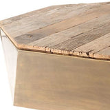 49" Natural Octagon Distressed Lift Top Coffee Table