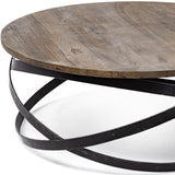 48" Natural Solid Wood Octagon Distressed Lift Top Coffee Table