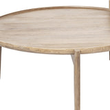 Set of Two 41" Brown And Black Solid Wood And Iron Round Nested Coffee Tables