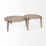 S 2 39.5" &amp; 31.25" Round Solid Wood Nesting Coffee Tables