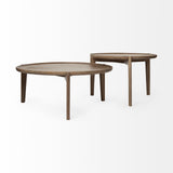 S 2 39.5" &amp; 31.25" Round Solid Wood Nesting Coffee Tables