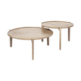 S 2 39.5" &amp; 31.25" Round Solid Wood Nesting Coffee Tables