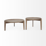 S 2 39.5" &amp; 31.25" Round Solid Wood Nesting Coffee Tables