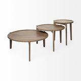 S 2 39.5" &amp; 31.25" Round Solid Wood Nesting Coffee Tables