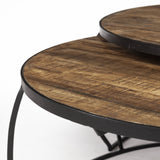 S 2 39.5" &amp; 31.25" Round Solid Wood Nesting Coffee Tables