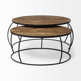 S2 41" &amp; 38" Round Wood Top Nesting Coffee Tables