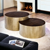 S2 39.5" &amp; 31.25" Round Wood Nesting Coffee Tables