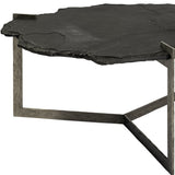 42" Black And Brown Square Coffee Table With Two Drawers