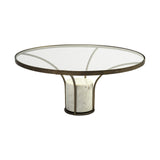 30" White And Gold Genuine Marble And Metal Oval Coffee Table