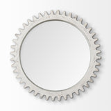 35.5" Round Whitewashed Wood Frame Wall Mirror