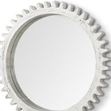 35.5" Round Whitewashed Wood Frame Wall Mirror