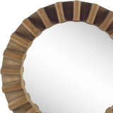 Sprocket 17" Round Walnut Finish Frame Wall Mirror