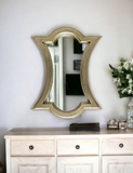 44" Round Silver Wood Frame Wall Mirror