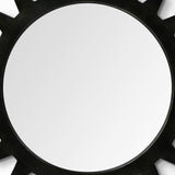 46" Round Brown Wood Frame Wall Mirror