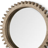 35" Round Natural Wood Frame Wall Mirror