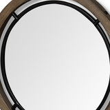 Cog 17" Round Black Wood Frame Wall Mirror