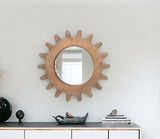 Cog 17" Round Walnut Finish Frame Wall Mirror