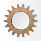 Cog 17" Round Walnut Finish Frame Wall Mirror