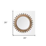 Cog 17" Round Walnut Finish Frame Wall Mirror