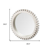 Cog 17" Round White Wood Frame Wall Mirror