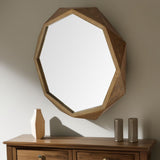 41" Octagon Brown Wood Frame Wall Mirror