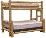 Rustic And Natural Cedar Single Ladder Left Log Bunk Bed