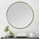 Round Wall Mirror With Matte Gold Finish