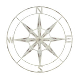 Nautical Compass Metal Wall Decor With Distressed White Finish