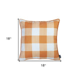 Set Of Four 18" Orange And Brown Plaid Pumpkins Throw Pillow Covers