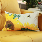 Set Of 4 Sunflower Design Lumbar Pillow Covers