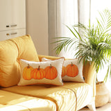 Set Of Four 20" Orange Pumpkin Trio Lumbar Throw Pillow Covers