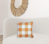 Set Of 2 18" Fall Season Pumpkin Gingham Throw Pillow Cover