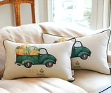 Set Of 2 20" Pumpkin Truck Lumbar Pillow Cover In Multicolor