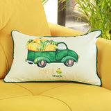 Set Of 2 20" Pumpkin Truck Lumbar Pillow Cover In Multicolor