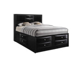 Espresso Finish Wood Multi-Drawer Platform King Bed With Pull Out Tray