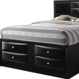 Black Multii-Drawer Wood Platform King Bed With Pull Out Tray