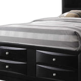 Black Multii-Drawer Wood Platform King Bed With Pull Out Tray