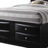 Black Multii-Drawer Wood Platform King Bed With Pull Out Tray