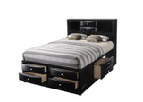 Black Multi-Drawer Wood Platform Full Bed With Pull Out Tray