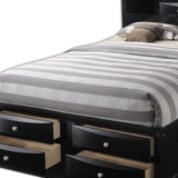 Black Multi-Drawer Wood Platform Full Bed With Pull Out Tray