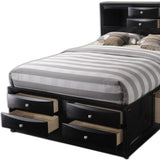 Black Multi-Drawer Wood Platform Full Bed With Pull Out Tray