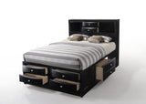 Black Multi-Drawer Wood Platform Full Bed With Pull Out Tray